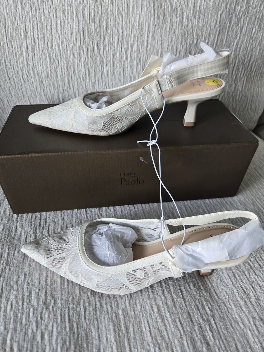 a new day Ivory Lace Pointed Slingback Kitten Heels